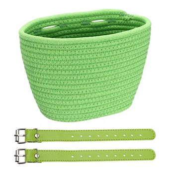 Bike Basket, Cotton Rope Bicycle Basket Adjustable Front Baskets with 2 Leather Belt Buckles
