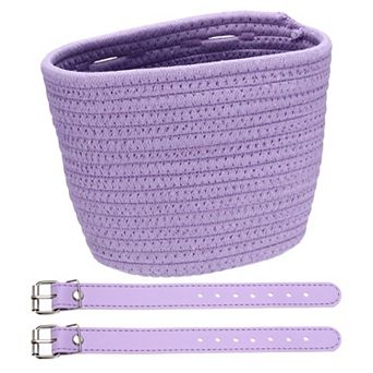 Bike Basket, Cotton Rope Bicycle Basket Adjustable Front Baskets with 2 Leather Belt Buckles