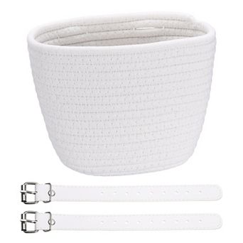 Bike Basket, Cotton Rope Bicycle Basket Adjustable Front Baskets with 2 Leather Belt Buckles