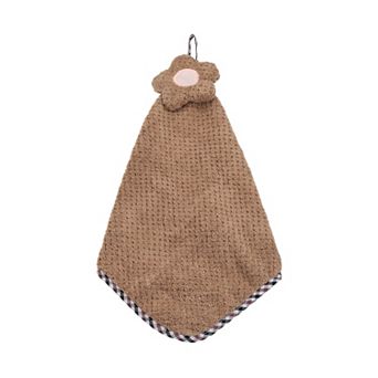 1 pc Coral Fleece Hand Towel with Hanging Loop, Flower Pattern, Quick-Drying & Washable