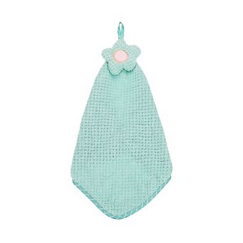 1 pc Coral Fleece Hand Towel with Hanging Loop, Flower Pattern, Quick-Drying & Washable