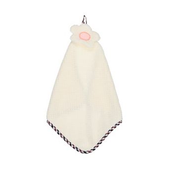 1 pc Coral Fleece Hand Towel with Hanging Loop, Flower Pattern, Quick-Drying & Washable