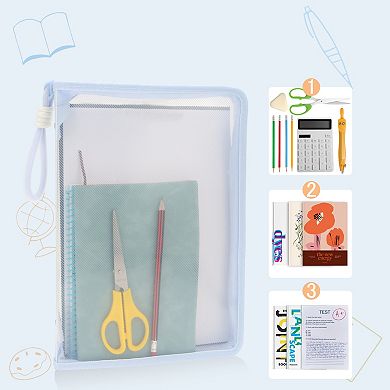 Document Bag, Zipper Tote PP File Bag for Office With Clip