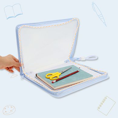 Document Bag, Zipper Tote PP File Bag for Office With Clip