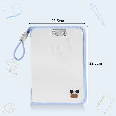 Document Bag, Zipper Tote PP File Bag for Office With Clip