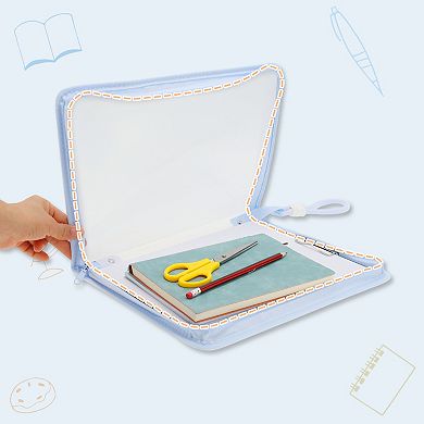 Document Bag, Zipper Tote PP File Bag for Office With Clip