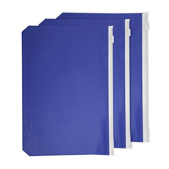 3 pc Binder Zipper Pouch, 6-Ring Frosted Zipper File Bag