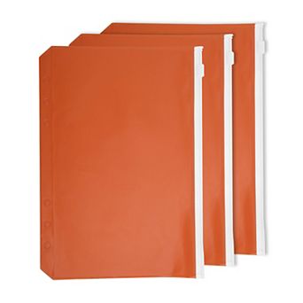 3 pc Binder Zipper Pouch, 6-Ring Frosted Zipper File Bag