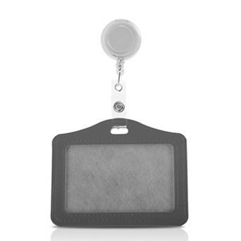 3.94"x3.15" Lanyards for ID Badges, PU Card Holder with Transparent Pull Tab