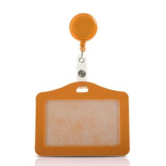 3.94"x3.15" Lanyards for ID Badges, PU Card Holder with Transparent Pull tab