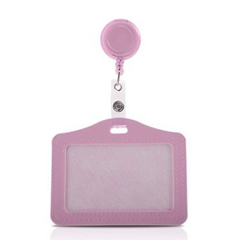 3.94"x3.15" Lanyards for ID Badges, PU Card Holder with Transparent Pull Tab