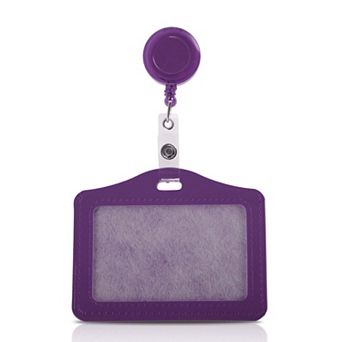 3.94"x3.15" Lanyards for ID Badges, PU Card Holder with Transparent Pull Tab