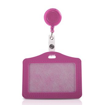 3.94"x3.15" Lanyards for ID Badges, PU Card Holder with Transparent Pull Tab