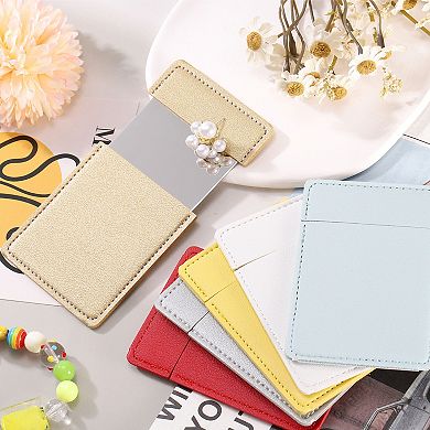 2Pcs Small Pocket Mirror for Purse, Stainless Steel Compact Travel Handheld Mirror with Leather Case