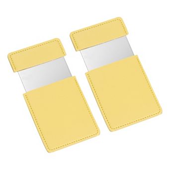 2 pc Small Pocket Mirror for Purse, Stainless Steel Compact Travel Handheld Mirror with Leather Case