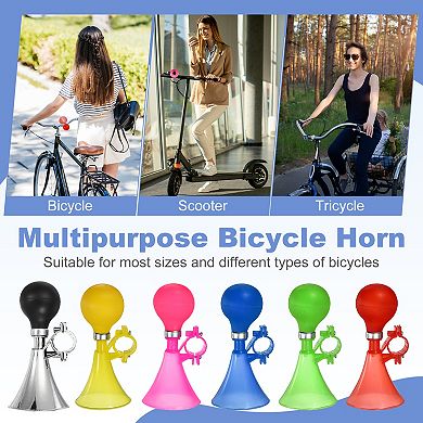 2Pcs Bike Horn, Air Horns for Safety with Air Squeeze Plastic Handlebar Bugle Loud Bell