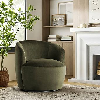 Modern Velvet Swivel Accent Chair with 360° Rotation for Living Room