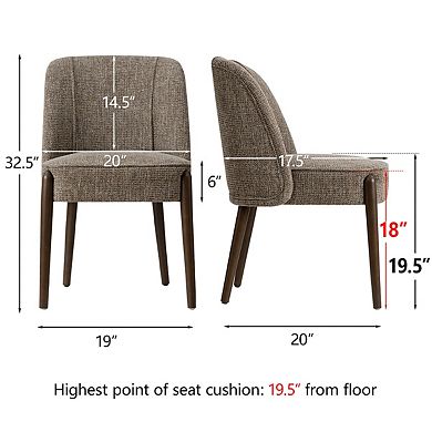 Set of 2 Upholstered Dining Chairs with Curved Back for Small Dining Spaces