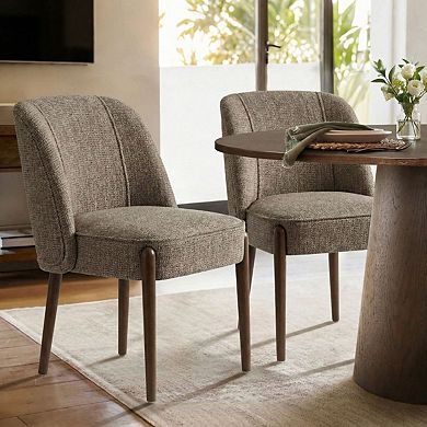 Set of 2 Upholstered Dining Chairs with Curved Back for Small Dining Spaces
