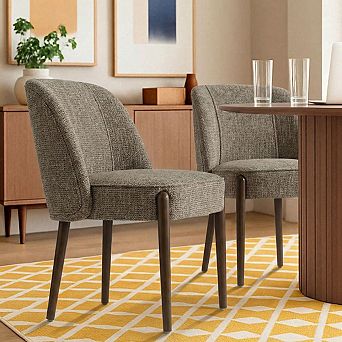 Set of 2 Upholstered Dining Chairs with Curved Back for Small Dining Spaces