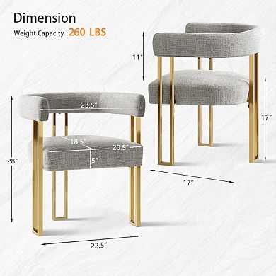 Set of 4 Modern Upholstered Dining Chairs with Gold Metal Legs