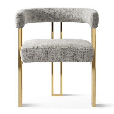 Set of 4 Modern Upholstered Dining Chairs with Gold Metal Legs