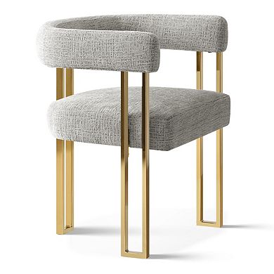 Set of 4 Modern Upholstered Dining Chairs with Gold Metal Legs