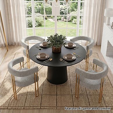 Set of 4 Modern Upholstered Dining Chairs with Gold Metal Legs