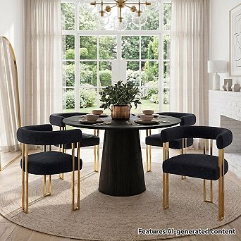 Set of 4 Modern Upholstered Dining Chairs with Gold Metal Legs