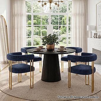 Set of 4 Modern Upholstered Dining Chairs with Gold Metal Legs