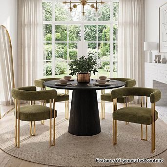 Set of 4 Modern Upholstered Dining Chairs with Gold Metal Legs
