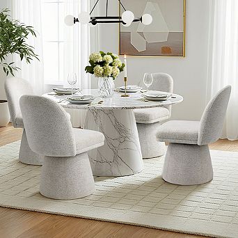 Set of 4 Modern 360° Swivel Upholstered Kitchen & Dining Room Chairs, Accent Chairs for Home Office