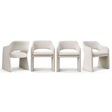 Set of 4 Modern Upholstered Dining Chairs with Armrest for Kitchen