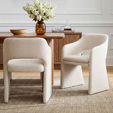 Set of 4 Modern Upholstered Dining Chairs with Armrest for Kitchen