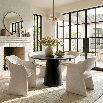 Set of 4 Modern Upholstered Dining Chairs with Armrest for Kitchen