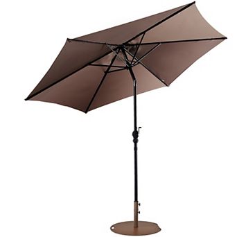 Costway 9ft Patio Umbrella Outdoor W/ 50 LBS Round Umbrella Stand W/ Wheels