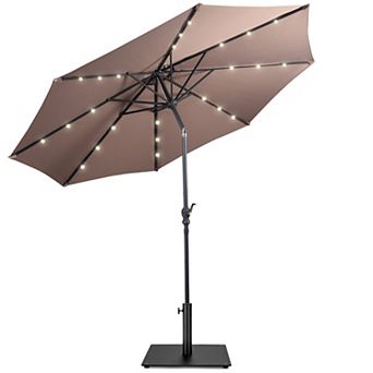 Costway 10ft Solar Lights Patio Umbrella Outdoor W/ 36 LBS Steel Umbrella Stand