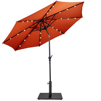 Costway 10ft Solar Lights Patio Umbrella Outdoor W/ 36 LBS Steel Umbrella Stand