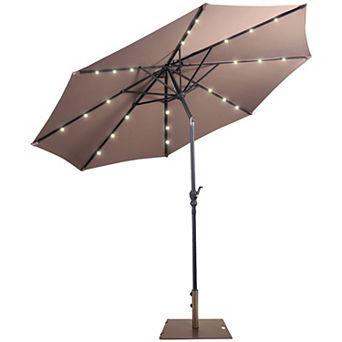 Costway 10ft Solar Lights Patio Umbrella Outdoor W/ 50 LBS Movable Umbrella Stand