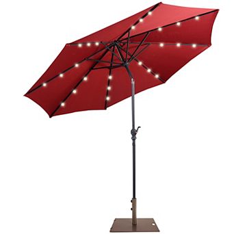Costway 10ft Solar Lights Patio Umbrella Outdoor W/ 50 LBS Movable Umbrella Stand