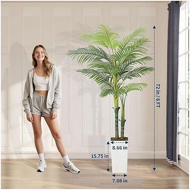 6ft Artificial Palm Tree with Pot, Realistic Tropical Bonsai, Sturdy Base, Lifelike Leaves