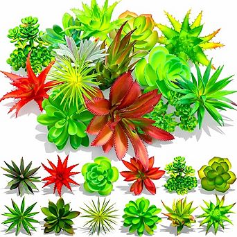 Artificial Succulents Mini Assortment, Faux Plastic Plants for DIY Decor