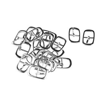20 pc Rectangular Metallic Single Prong Pin Shoes Buckles