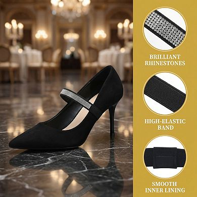 1 Pair Anti-Slip Shoe Bands Rhinestones Heel Straps for High Heels