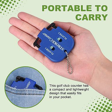 2Pcs Golf Score Indicator, 2 Player Stroke Counter Clicker Handy Count Shot Keeper with Key Chain