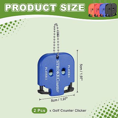 2Pcs Golf Score Indicator, 2 Player Stroke Counter Clicker Handy Count Shot Keeper with Key Chain