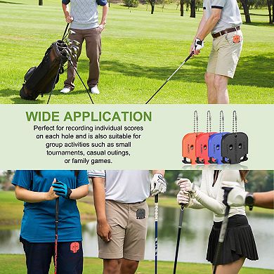 2Pcs Golf Score Indicator, 2 Player Stroke Counter Clicker Handy Count Shot Keeper with Key Chain