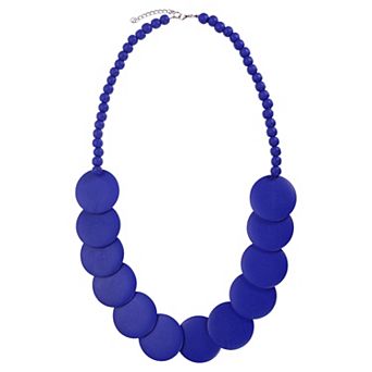 Chunky Beaded Necklace, Wooden Round Disc Beaded Necklace Ball Pearl Bead Collar Necklace