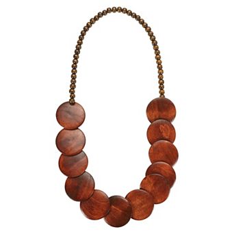 Chunky Beaded Necklace, Wooden Round Disc Beaded Necklace Ball Pearl Bead Collar Necklace