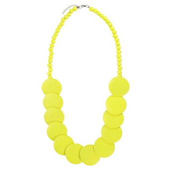 Chunky Beaded Necklace, Wooden Round Disc Beaded Necklace Ball Pearl Bead Collar Necklace